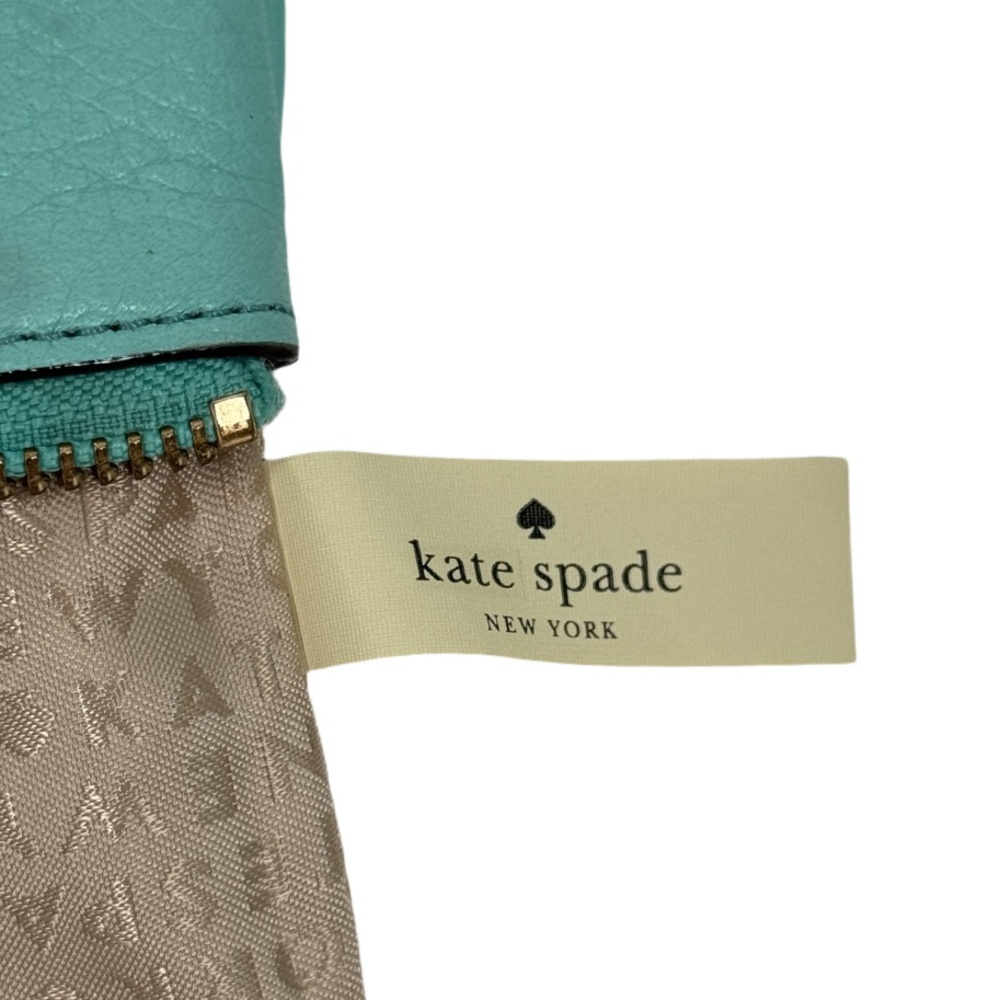 KATE SPADE | Wristlet Top Zip Teal Pebbled Leather Classic Preppy Vacation - Picture 13 of 16